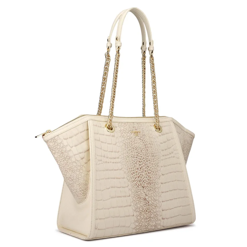 دا ميلانو حقيبة يد متوسطة جلد تمساح مارشميلو